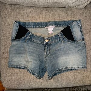 Denim maternity shorts